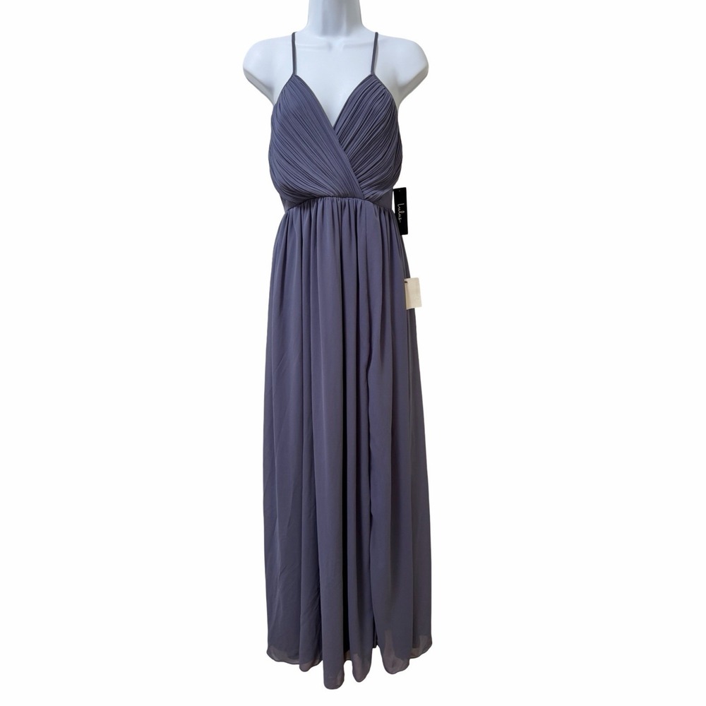 Lulus Undercover Lover Denim Blue Side Slit Maxi Dress Size S Bridesmaid Wedding